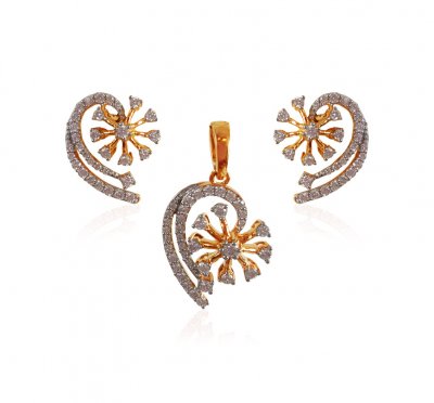 18K Yellow Gold Diamond Pendant Set ( Diamond Pendant Sets )