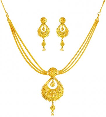 22k Gold Fancy Necklace Set ( Light Sets )