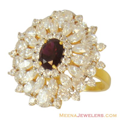 22k Stones Ladies Ring ( Ladies Rings with Precious Stones )