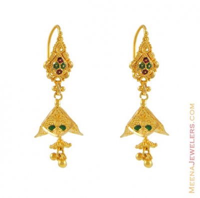 22k Gold enamel paint earring ( 22Kt Gold Fancy Earrings )