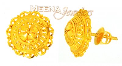 22Karat Gold Earrings with Filigree  ( 22 Kt Gold Tops )