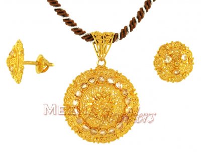 Gold Filigree Pendant (22Kt) ( Gold Pendant Sets )