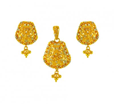 22 kt Gold Two Tone Pendant Set ( Gold Pendant Sets )