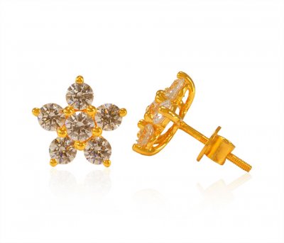 22 Karat Fancy Gold Tops with CZ  ( Signity Earrings )