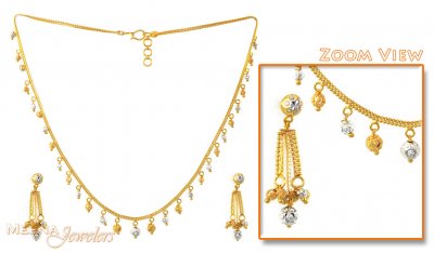 22K Yellow Gold Three Piece Necklace Set ( Light Sets )