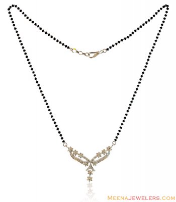 18K White Gold Floral Mangalsutra ( Diamond MangalSutras )