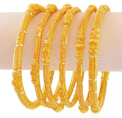 22k Designer Pipe Bangles Filigree ( Set of Bangles )