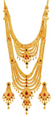 22K Stones Bridal Rani Haar  ( Bridal Necklace Sets )