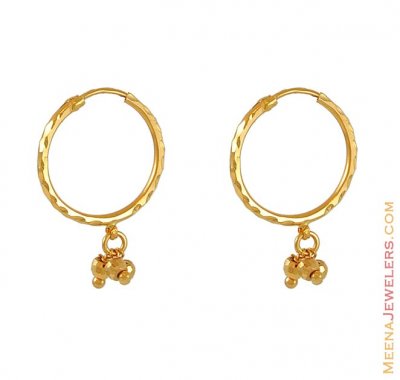 22Kt Gold Hoop Earrings - ErHp6407 - 22Kt Gold Hoop Earrings with ...