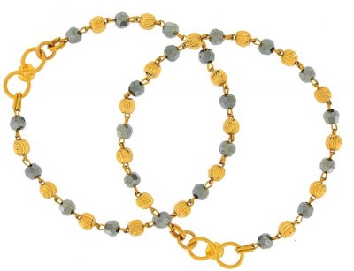 Gold Bracelet with Black Crystals ( Black Bead Bracelets )