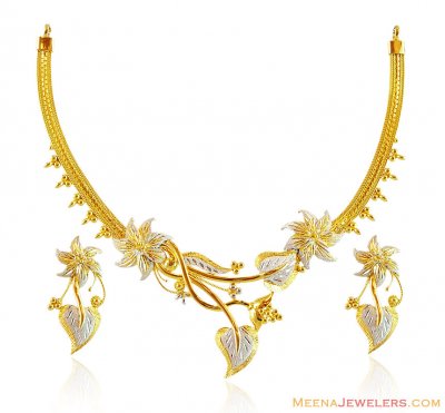 Gold Fancy Indian Necklace Set  ( Light Sets )