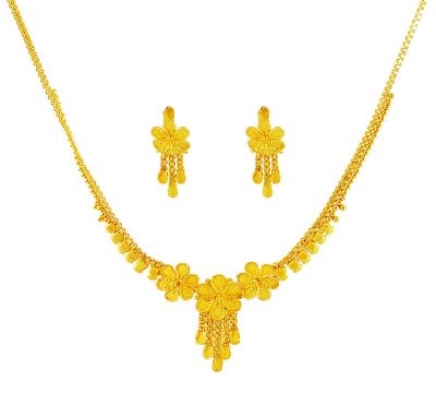 22K Floral Necklace Set ( Light Sets )