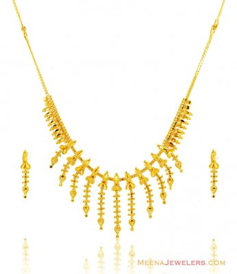 22k Gold Necklace Earring Set  ( Light Sets )