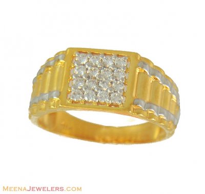 22k 2 Tone Signity Ring(Mens) ( Mens Gold Ring )