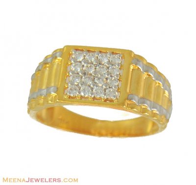 22k 2 Tone Signity Ring(Mens) ( Mens Gold Ring )