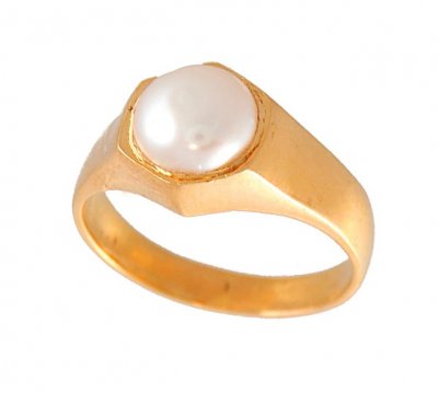 22k Gold Ring with Pearl ( Ladies Rings with Precious Stones )