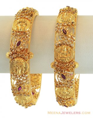 22K Gold Ruby Temple Kadas (2PC) ( Kadas )