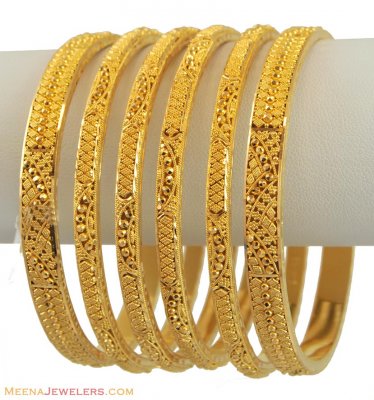 22K Filigree Bangles (6 Pcs) ( Set of Bangles )