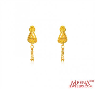 22k Gold Traditional Earrings ( 22 Kt Gold Tops )