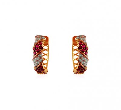 22k Ruby and CZ Clip on Earrings ( Clip On Earrings )