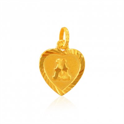 22k Gold Pendant with Initial (A) ( Initial Pendants )