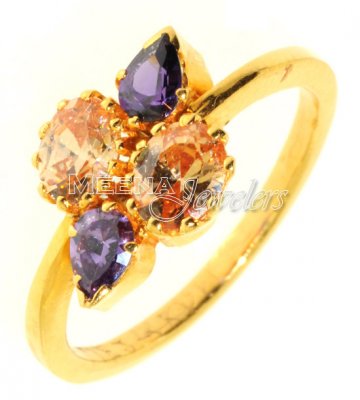 Gold Ring with Amethyst and CZ ( Ladies Rings with Precious Stones )