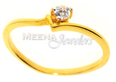 22kt Gold Ring with CZ ( Ladies Rings with Precious Stones )