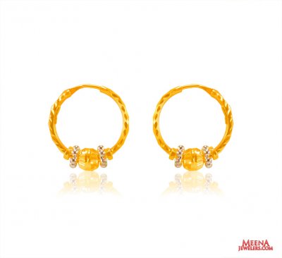 22 kt Gold Ball Hoop Earrings ( Hoop Earrings )