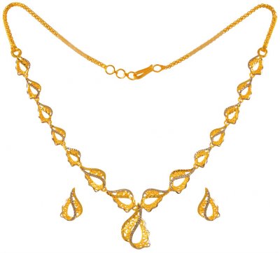 22 Karat Gold Necklace Set Two Tone ( Light Sets )