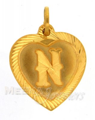 22Kt N Initial Pendant ( Initial Pendants )