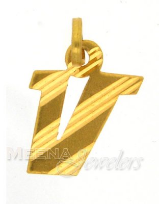 22Kt Initial ( V) Pendant ( Initial Pendants )