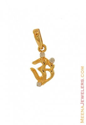 18Kt Gold OM Diamond Pendant  ( Diamond Pendants )