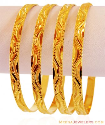 22K Machine Bangles (4 Pc) ( Set of Bangles )