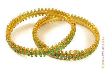 Emerald Bangles (22K Gold) ( Precious Stone Bangles )