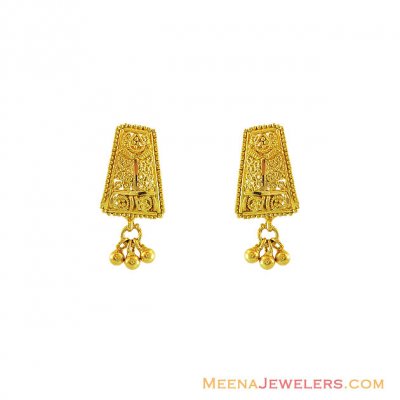 22K Fancy Filigree Gold Earrings  ( 22Kt Gold Fancy Earrings )