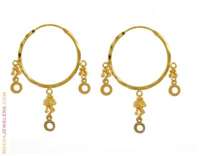 22k Gold Earrings (Bali) ( Hoop Earrings )