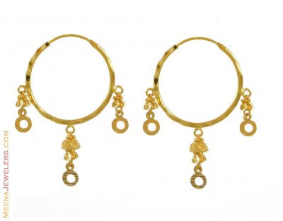 22k Gold Earrings (Bali) - ErHp8340 - 22k gold bali (earrings) in ...