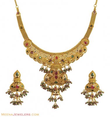 Exclusive Antique Set (22K Gold) ( Antique Necklace Sets )