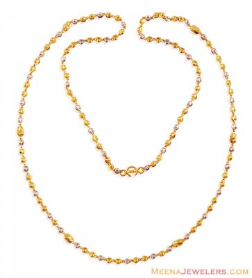 2 Tone Gold Balls Chain(24 Inches) ( 22Kt Long Chains (Ladies) )