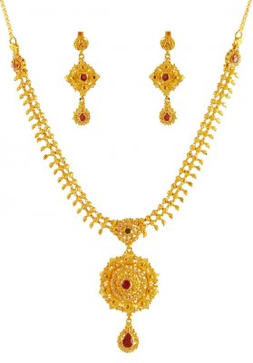 22K Gold Designer Necklace Set ( Gold Designer Sets )