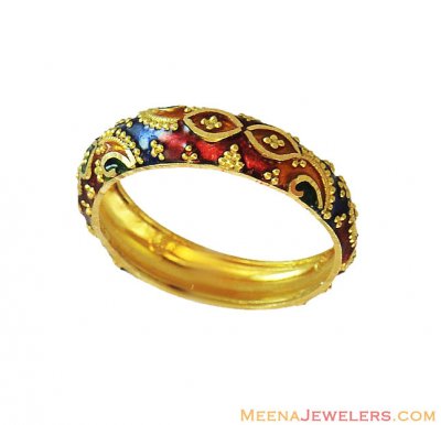 22K Gold Meenakari Band ( Ladies Gold Ring )