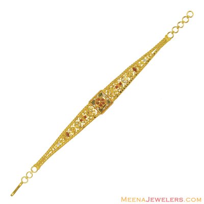 22K Gold Three Tone Ladies Bracelet ( Ladies Bracelets )