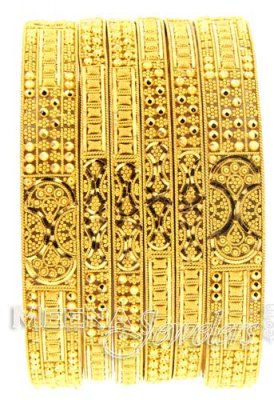 22 Kt Gold Filigree Work Bangles ( Set of Bangles )