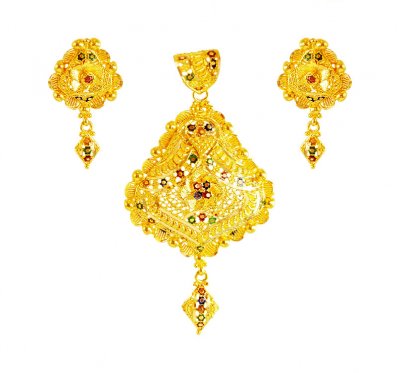 Meenakari 22K Gold Pendant set ( Gold Pendant Sets )