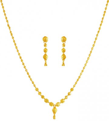 22K Gold Balls Necklace Set ( Light Sets )