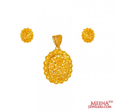 22K Gold Traditional Pendant Set ( Gold Pendant Sets )