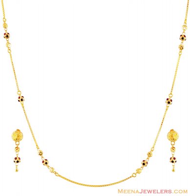 Gold Meena Necklace Set ( Light Sets )