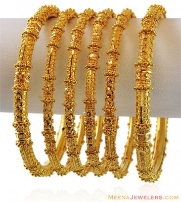 Gold Bangles Set(Set of 6) ( Set of Bangles )