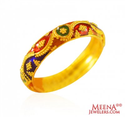 22Kt Gold Meenakari Ring  ( Ladies Gold Ring )