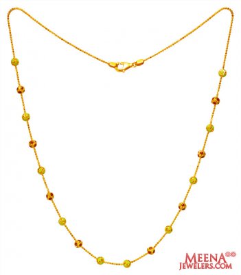 22K Gold Meenakari Beads Chain  ( 22Kt Gold Fancy Chains )